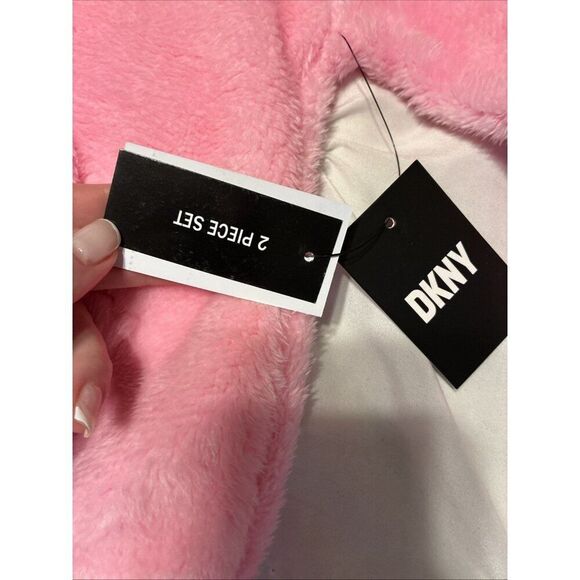 Dkny New Girls 2 Piece Set Pink Sweater Jacket Gray Leggings 4 - Picture 4 of 7